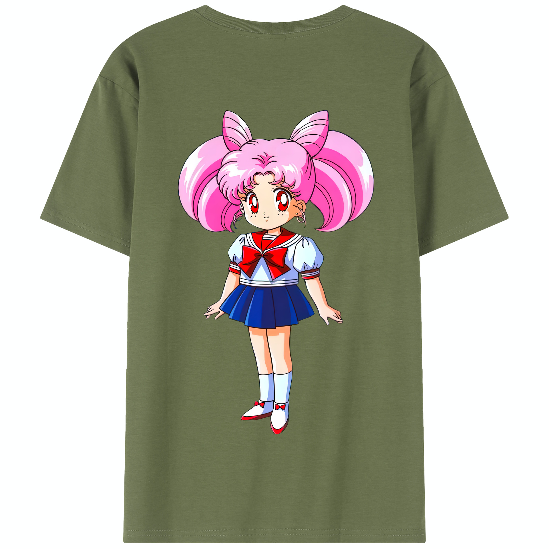 （画像用） 美少女戦士セーラームーン ちびうさ Sailor Moon Chibiusa Tsukino Usagi Small Lady Serenity 綿100％半袖Tシャツ（背面プリント）